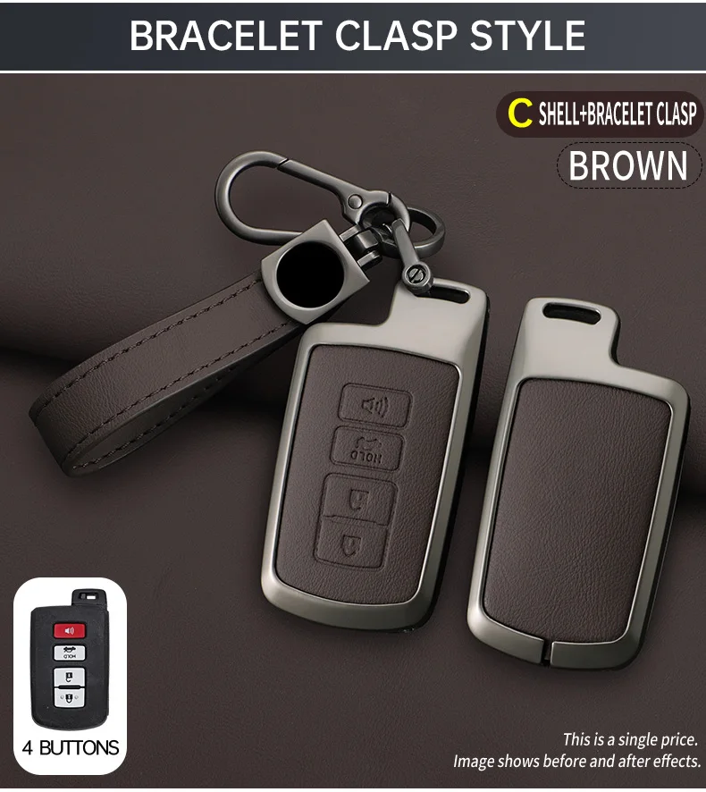 Leather Car Key Case Cover Protector Shell For Toyota Camry Corolla RAV4 Highlander Avalon 2015 2016 2017 2018 Auto Accessories