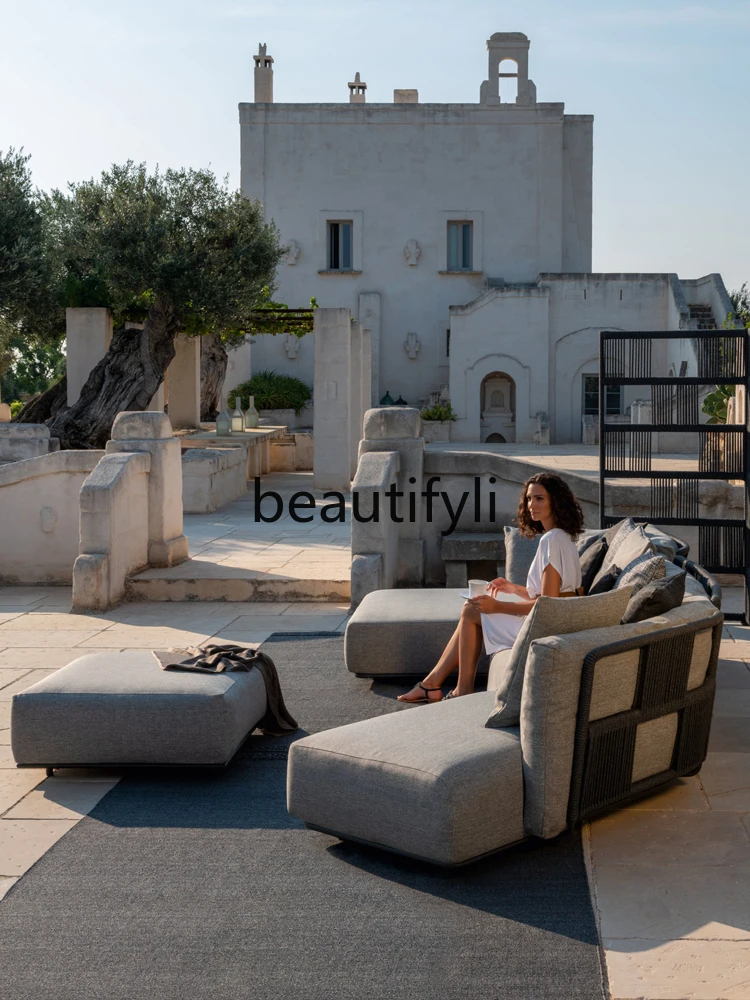 

Outdoor Leisure Modern Sofa Courtyard Living Room High-end Curved Garden Rattan Waterproof