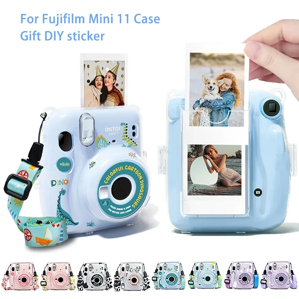 

For Fujifilm Instax Mini 11 camera case Transparent Photo Storage Protective Case Camera strap DIY Sticker Sets