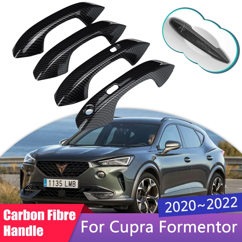 Carbon Fiber Outer Door Handle Cover for Cupra Formentor 2020 2021 2022 Car External Accessories Gadget Styling Stickers Trim