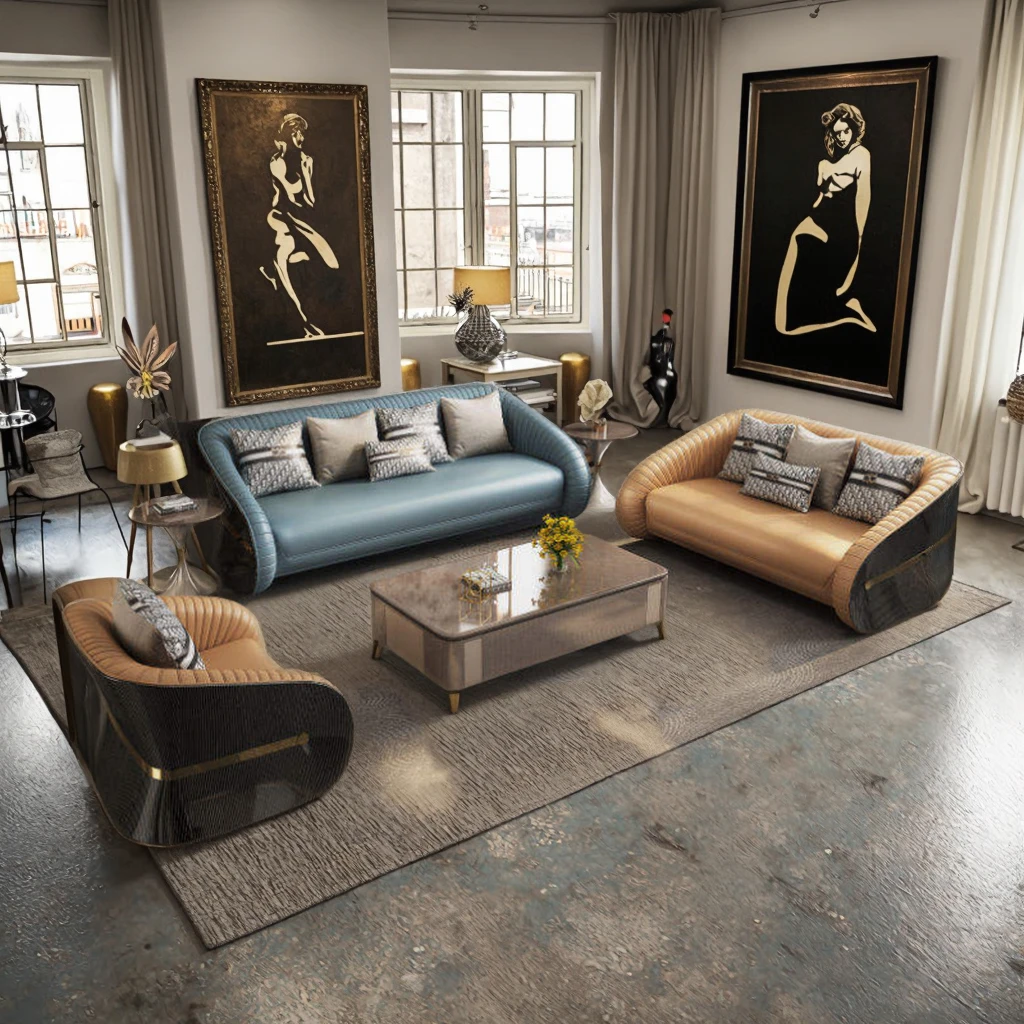 Luxury Modern 1+2+3 Seater High-End Leather Sectional Sofa Set High Quality Genuine Leather for Living Room Furniture
