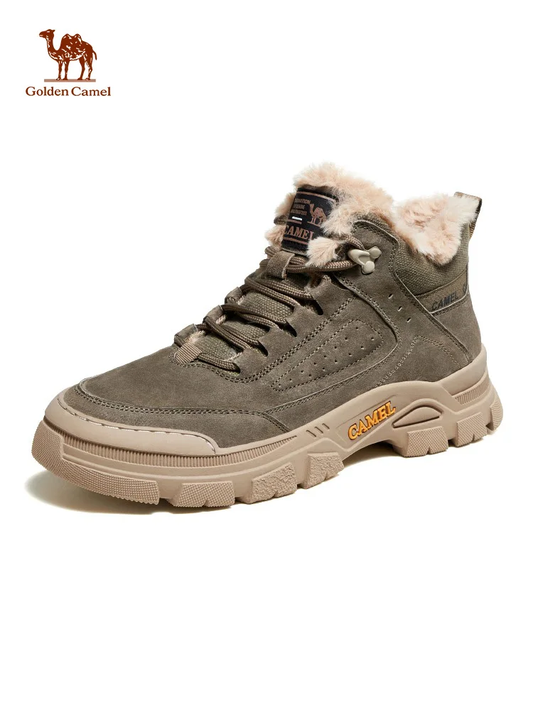 Golden Camel Winter Plus Thick Warm Men Snow Boot Outdoor Wear-Resistant Waterproof Non-slip Hiking Boots High-top Cotton Shoes