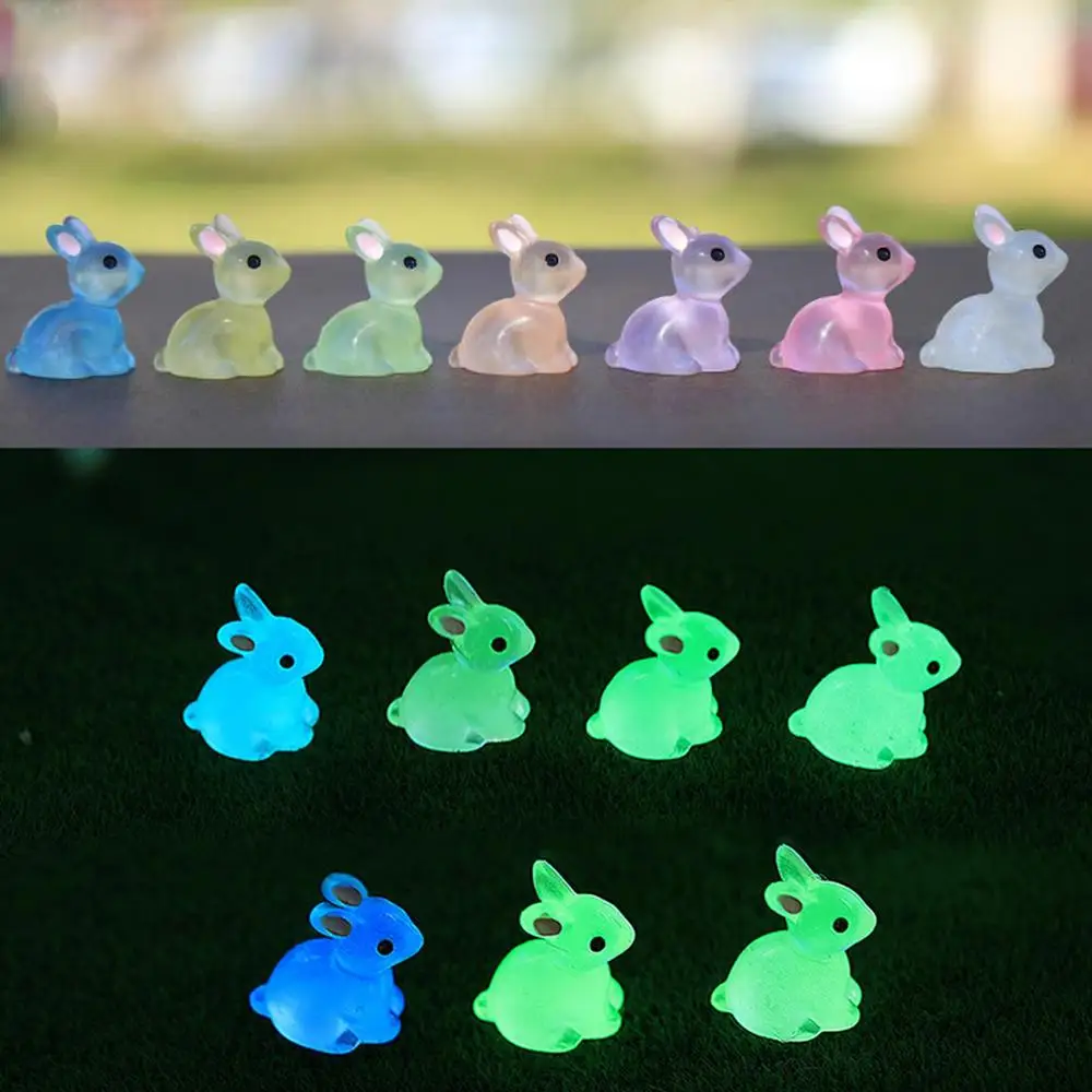 Luminous Mini Resin Animal Figurines, Brilhando no Escuro, Pato, Coelho para Fairy Garden Aquarium, Decoração de Natal, 20pcs