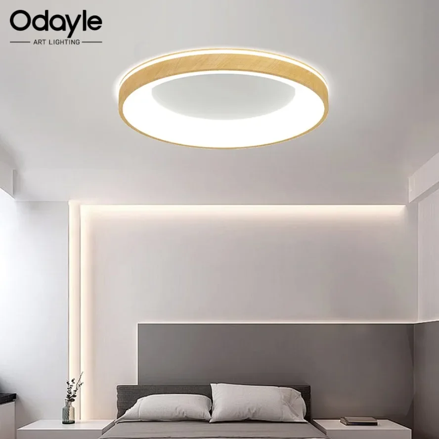 

Modern Large-sized Wood Grain LED Ceiling Lamp Simple Circular Home Light Living Room Bedroom Balcony Kitchen Decor Lighting