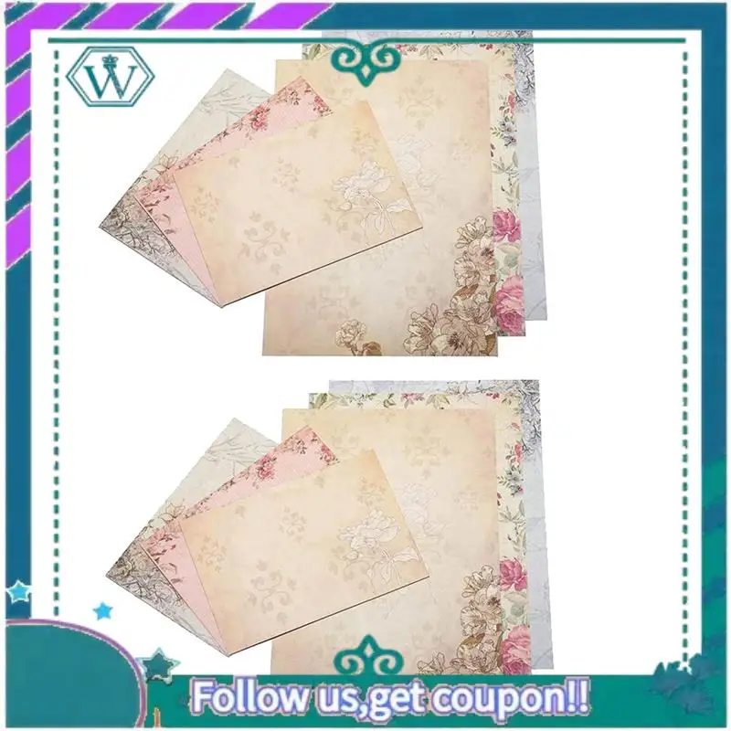 A75Q-60Pcs Vintage Stationery Floral Writting Paper Matching Envelopes Sets For Handwriting Letters, Assorted Colors
