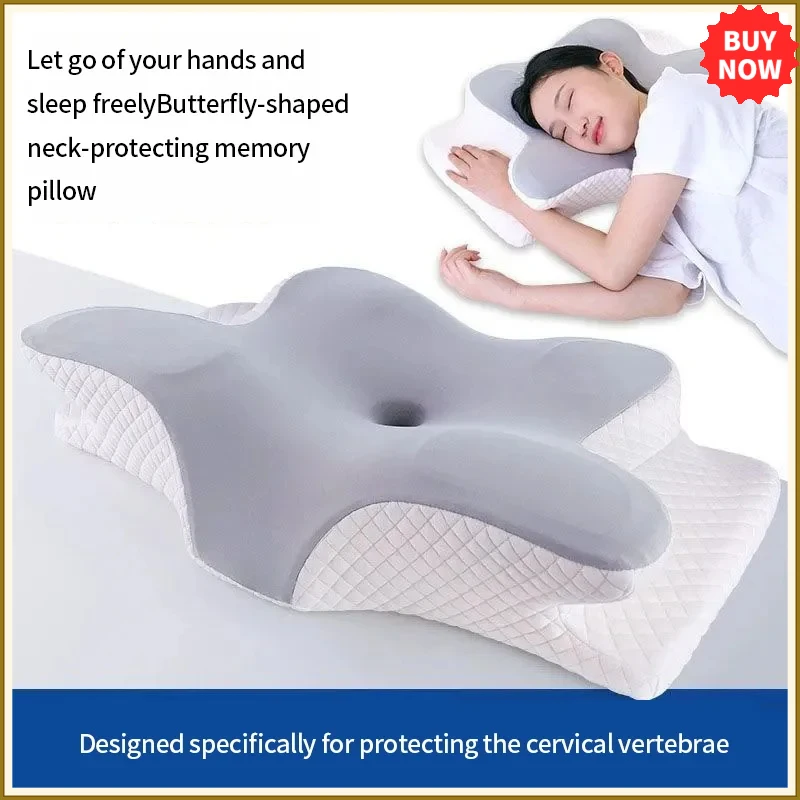 sunmmer cold Sleeping memory pillow slow rebound memory cotton pillow neck pillow butterfly pillow cervical pillow