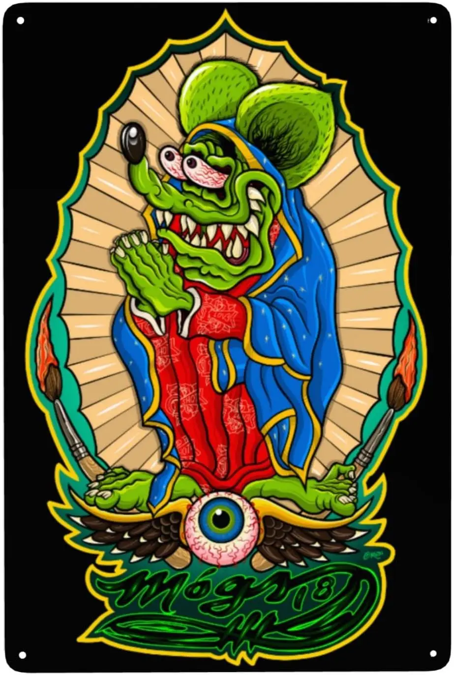 Cartoon-Deko Metallschilder Rat Fink Blechschild Poster Vintage Tuning-Autokultur für Garage Männerhöhle Platten Schilder