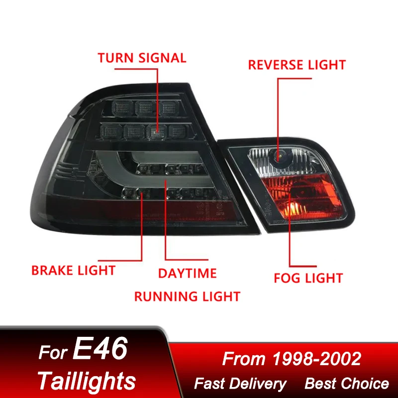 

Pop Car Tail Lights For BMW 3 Series E46 2 Doors Hatchback Coupe 03-05 New Style LED Dynamic Turn Signal Light TailLamp Assembly