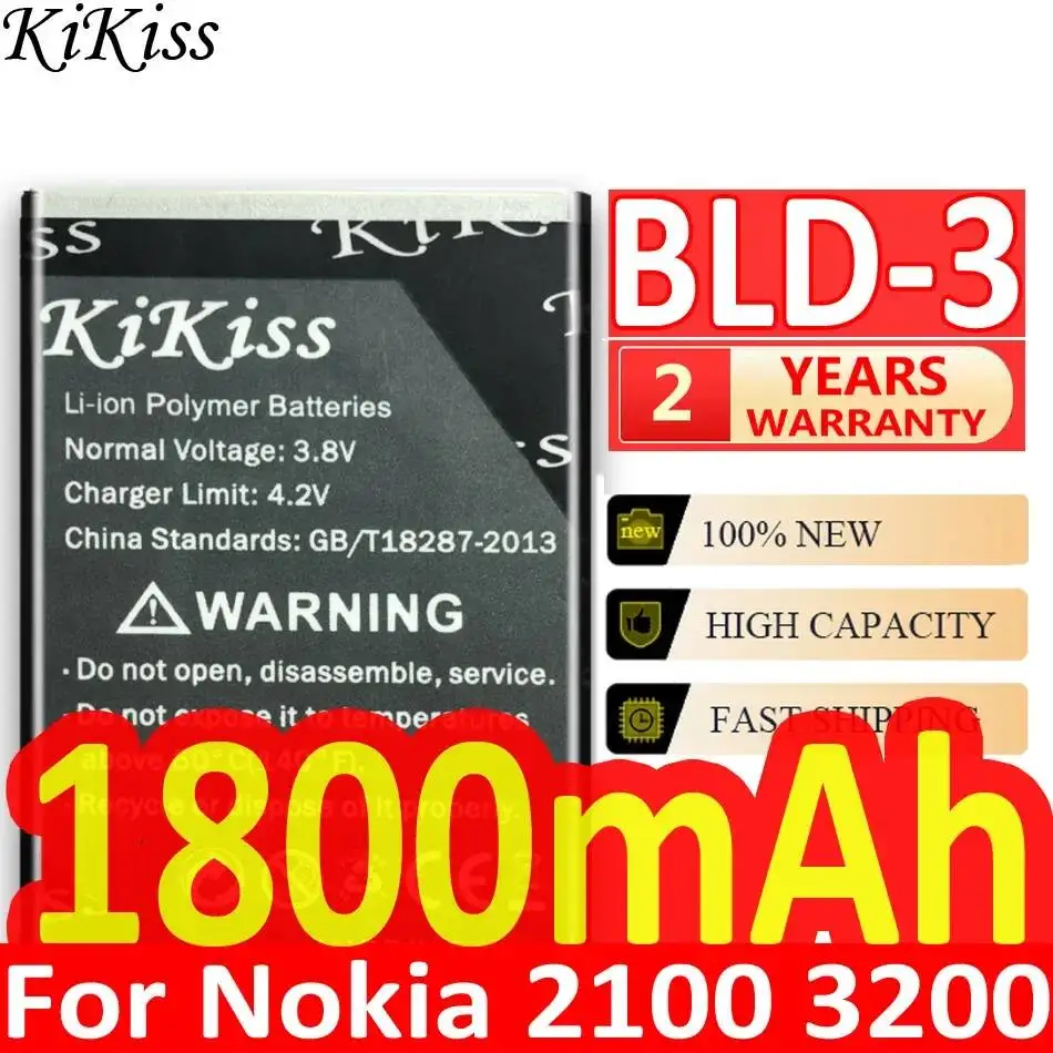Bld-3 High Compatibility 1800mAh Mobile Phone Battery For Nokia 2100 3200 3300 I6260 6220 6610 6610i 7210 7250 7250i