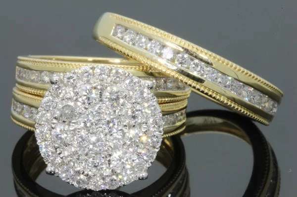 Hot Sale New Micro-studded Diamond Ring Women's 925 Silver Yellow Gold Engagement Set Ring
