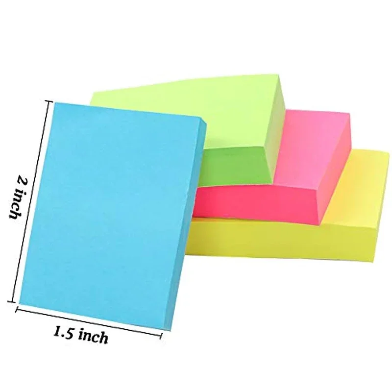 100 fogli Sticky Notes 1.5x2 pollici Posted Self Sticky Notes Pad Its Planner Memo Stickies studente ufficio scrittura cancelleria