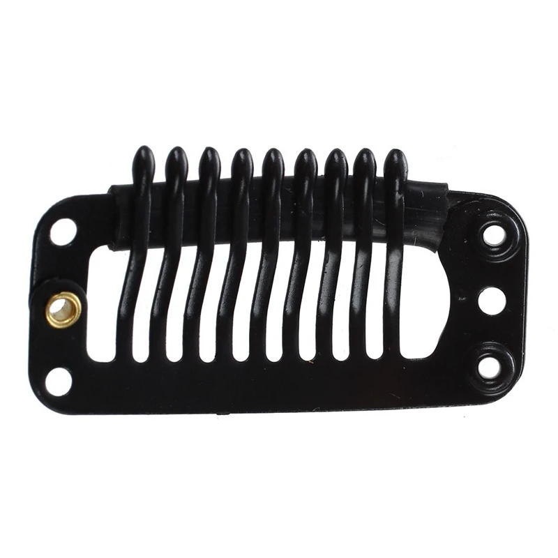 20pcs Black Nine-tooth Clip for hair extension snap clip for DIY use(Black)32MM L