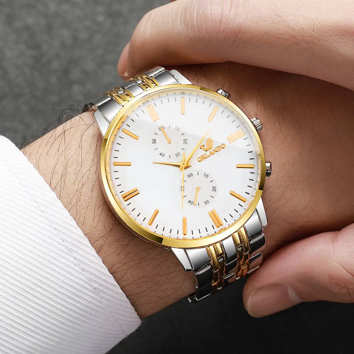 3 قطعة/المجموعة أزياء رجال الأعمال الساعات الفاخرة الطلب الكبير التناظرية رجالي كوارتز ساعة للرجال ساعة Reloj Hombre (بدون صندوق)