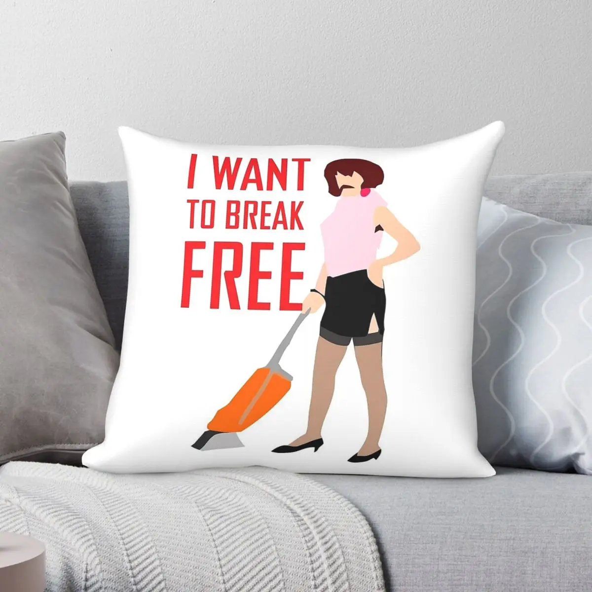 Queen I Want To Break Free Square Pillowcase Polyester Linen Velvet Pattern Zip Decor Pillow Case Car Cushion Cover Wholesale