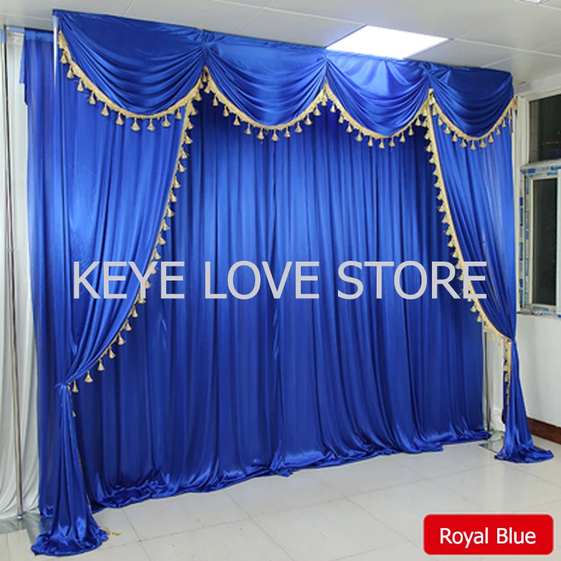 

3x6M/10x20FT Very Popular Royal Blue Swag and Drape Wedding Backdrop Ice Silk Party Event Curtain Wedding Drapes Stage Backdrop