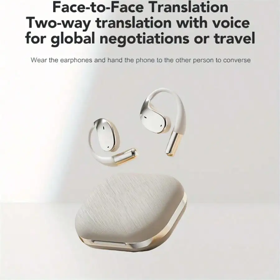 AI Translator Headphones Smart Voice Translation Earbuds 150 Languages Online Translator Bluetooth-Compatible In Ear Headphones Real Time Translator Device For Business Travel And Daily Use view 3