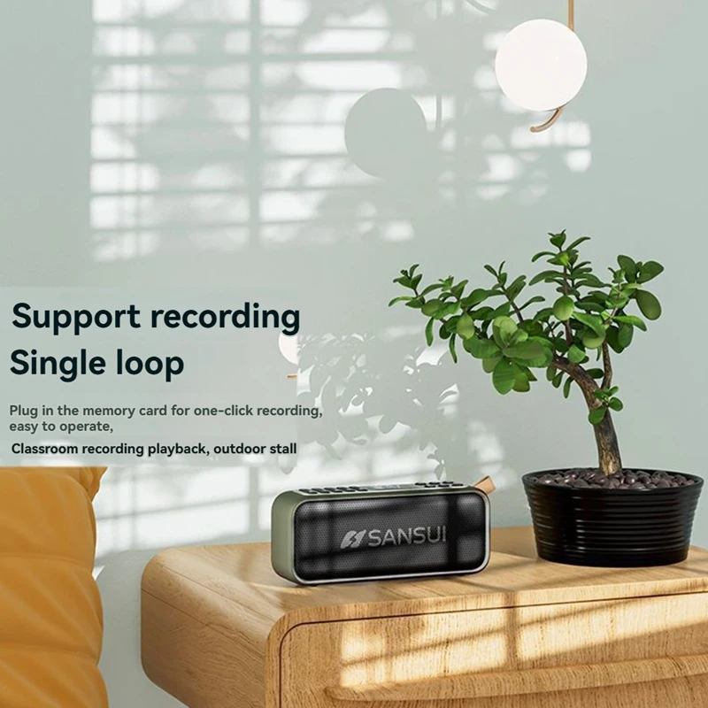 Sansui Retro Bluetooth Speaker Portable Mini Vintage Stereo Heavy Bass, HD Sound, Handsfree Call, TF Card Support B