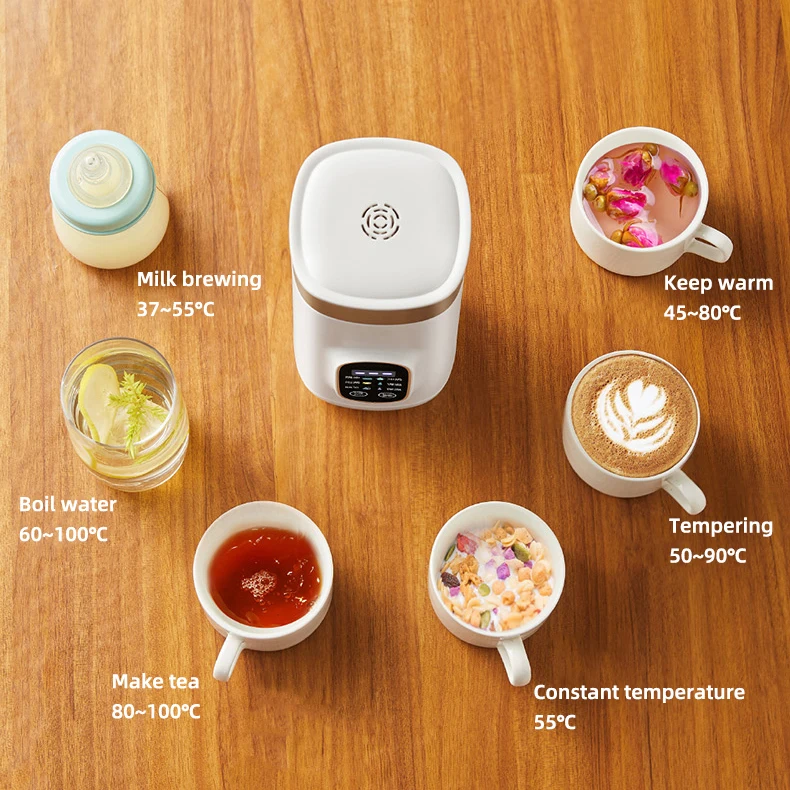 Chaleira elétrica portátil 550ml, copo de aquecimento multifuncional, bule de água ferida, bule inteligente, temperatura ajustável, chaleiras para viagens