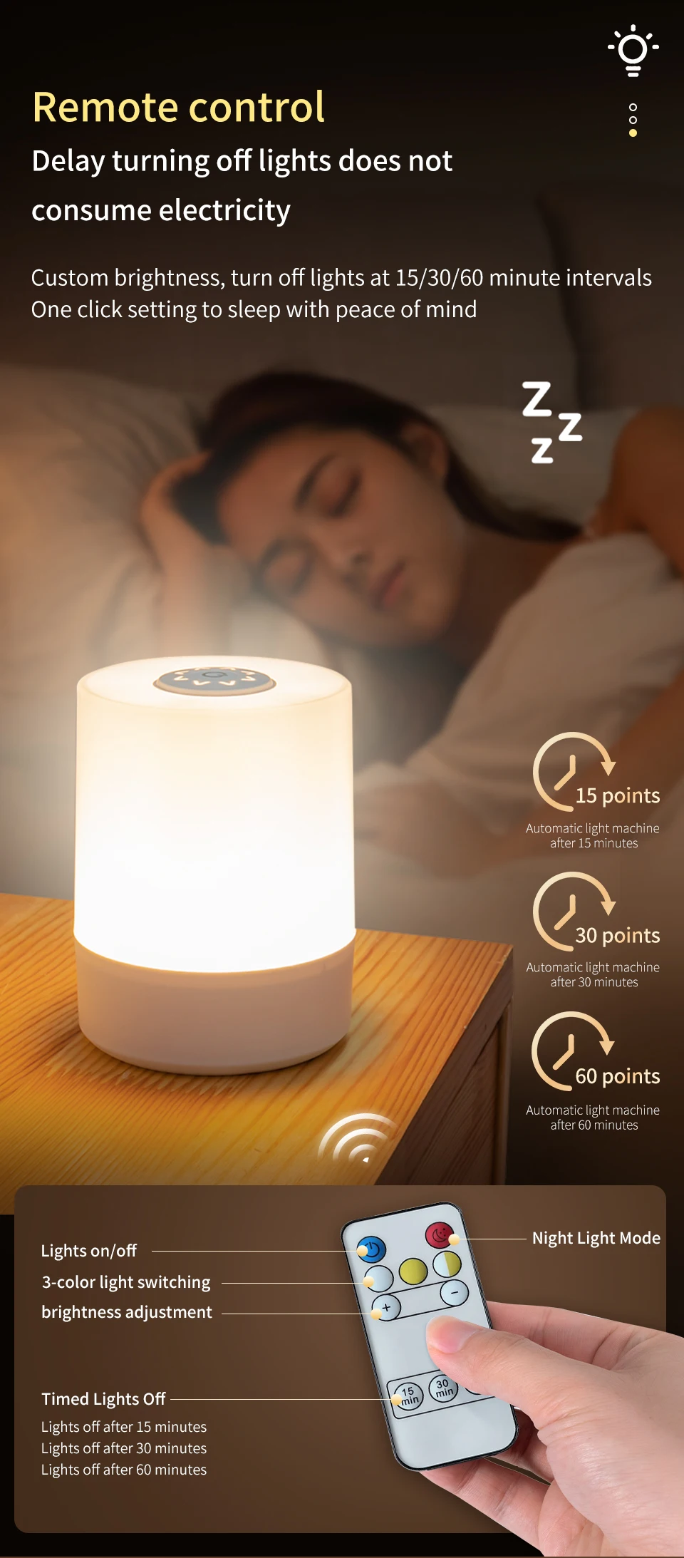 LED Touch Night Light USB Rechargeable Table Lamp With Remote Control Switch 3 Colors Dimmable Bedside Night Lamp Bedroom Decor