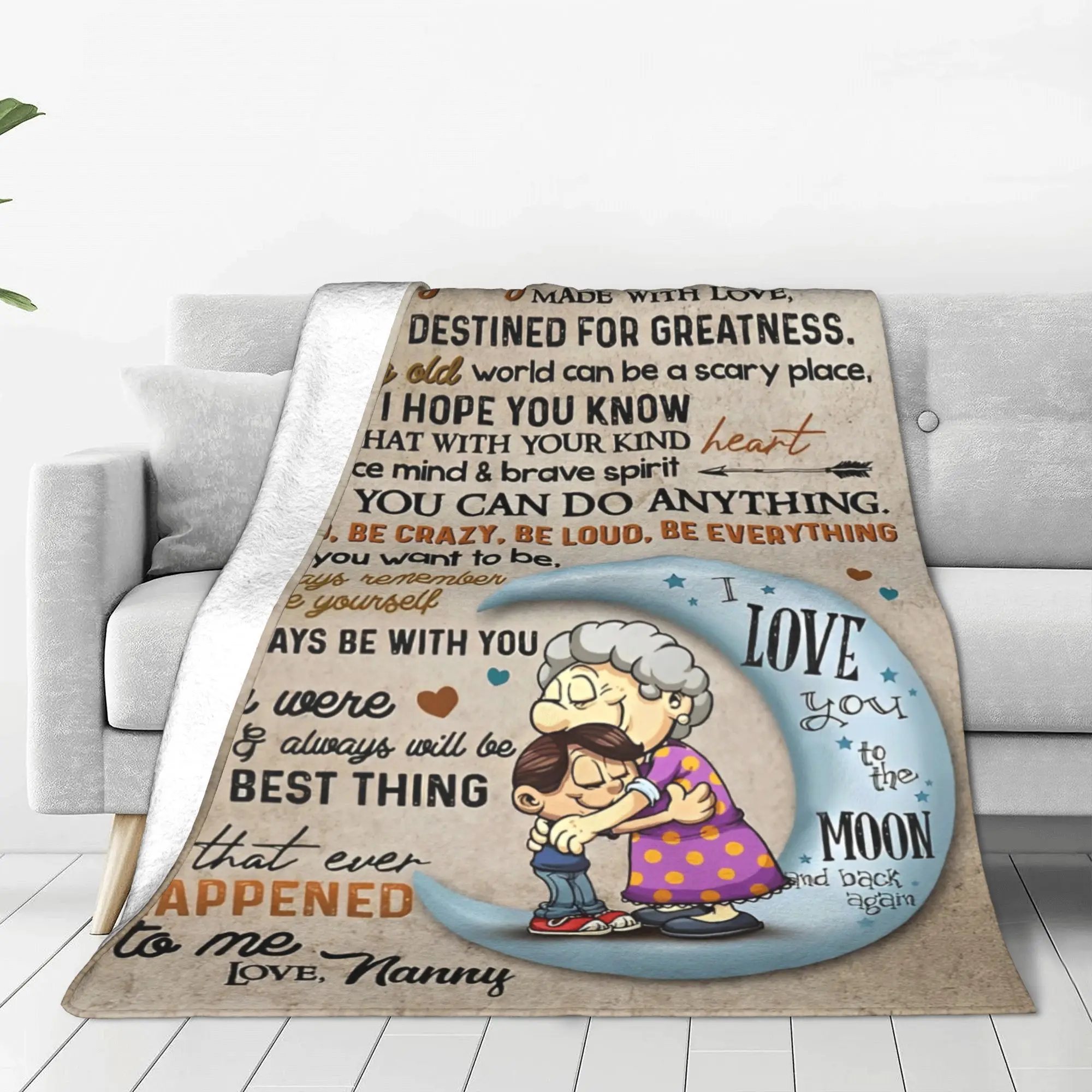 To My Granddaughter Para Mi Nieta Blanket Family Love Wool Novelty Breathable Throw Blanket for Home Spring Autumn