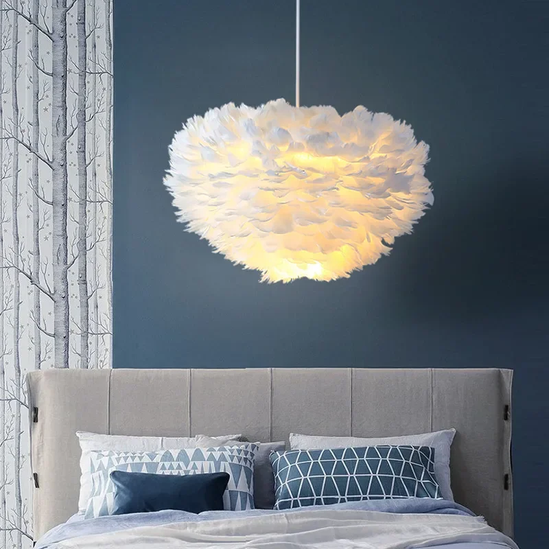 Nordic Simple Warm Romantic Creative Feather Lamp for Bedroom Bedside Living Room Personality Internet Celebrity Girl