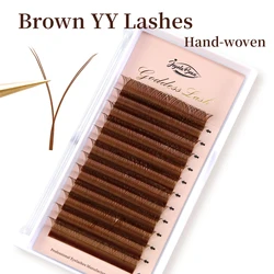 Goddess Brown YY Shape Lashes Double Tips Hand Woven Premium Soft Light Natural YY Eyelashes Extension