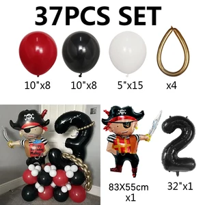 37 pçs conjunto de balões de navio pirata com 30 polegada 0-9 número balão menino festa de aniversário decoração chá de bebê decoração de halloween globos 12 principais vendas barco da moana - №2