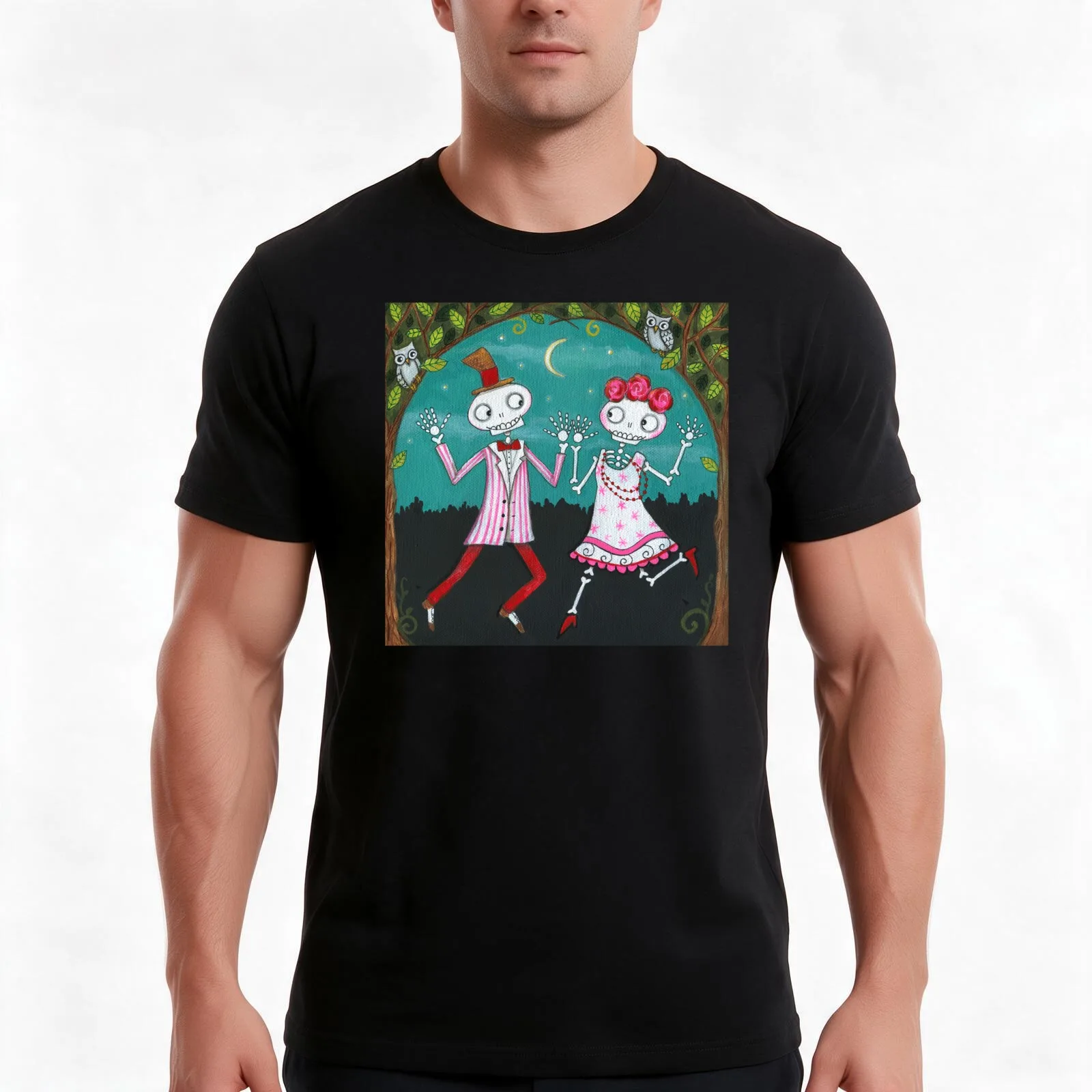 Moonlight Mambo T-Shirt, Summer Casual Cotton Tee, Oversized Streetwear Tops, Vintage Graphic Print, Loose Fit Short Sleeve