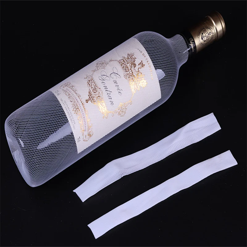 100pcs Wine bottle protective net cover White nylon mesh cover Mesh bag Collision and scratch prevention of wine bottles