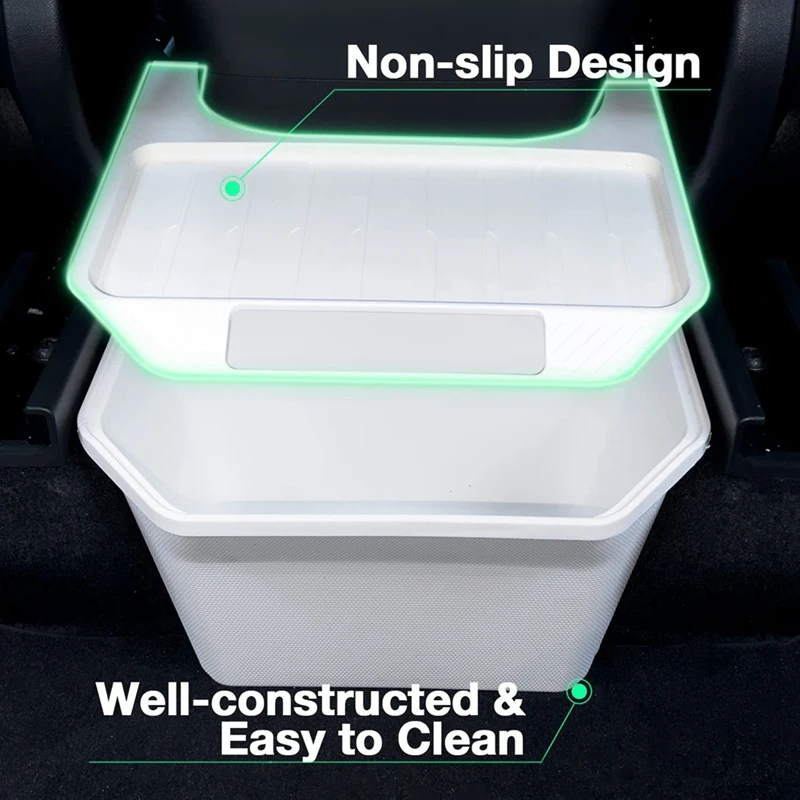 For Tesla Model Y 2020-2023 Rear Center Console Organizer Behind Seat, Second Row Tissue Holder/Storage Bin/Trash Can