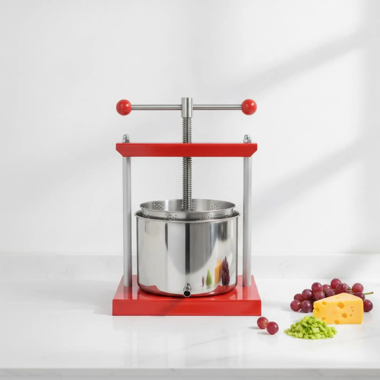 Tabletop Fermented Beverage Press Stainless Steel Manual Press Compact for Home Winemakers, Winemaking, Herbal Extraction
