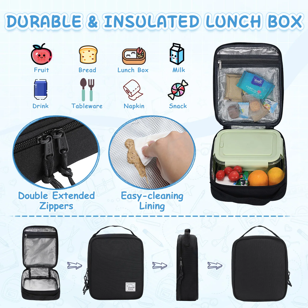 Kids Backpack Lunch Bag Set, Boys 2-1 School Bookbag Insulated Lunch Box for Toddlers,Preschool,Daycare,Kindergarten,Elementary