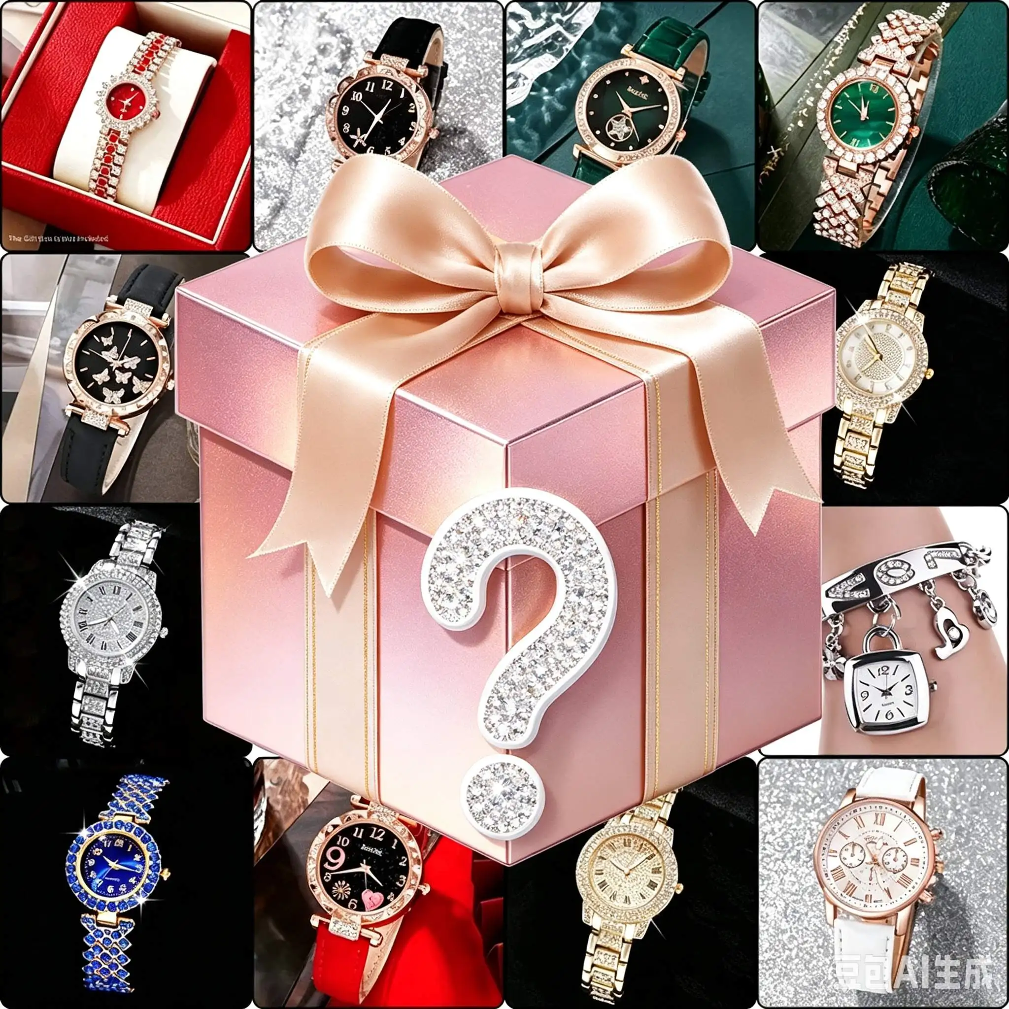 1pc Surprise mystery box with a 100% winning rate, randomly containing one of the men's watches displayed in the image. This is#
