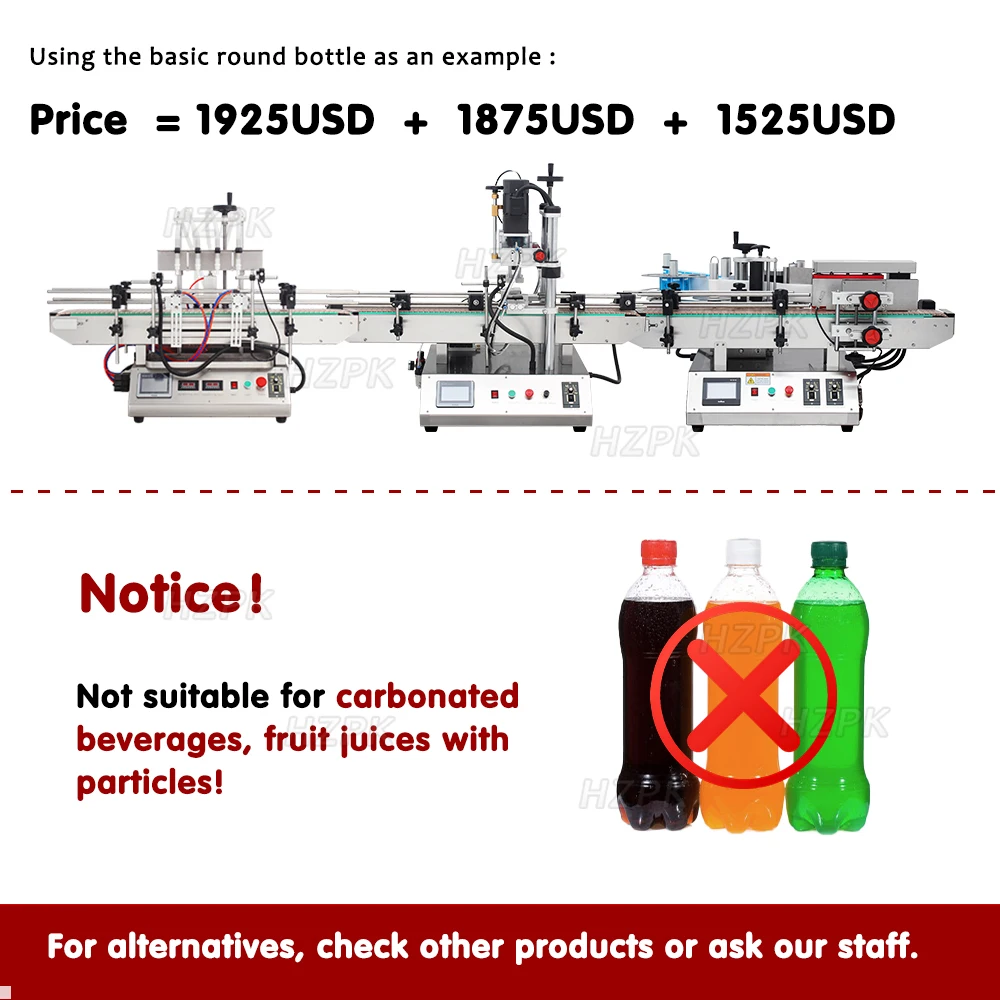 HZPK Automatic 4 Head  Liquid Linear Water Small Scale Filling Capping and Labeling Machine Desktop
