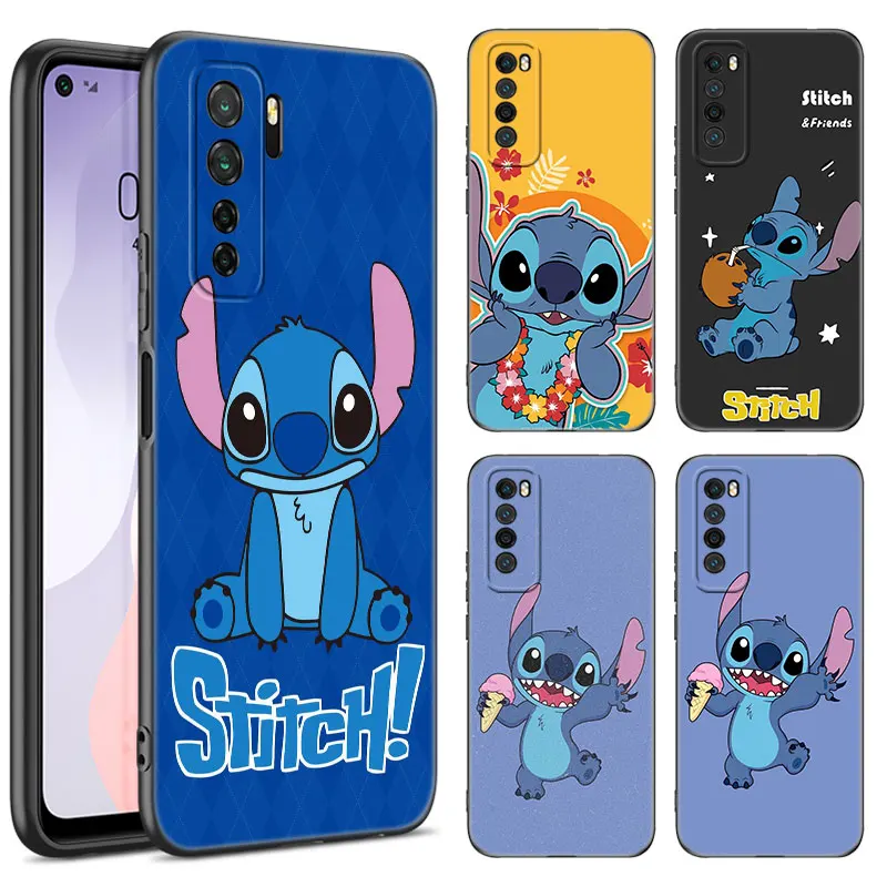 Cartoon Disney Stitchs Black Phone Case For Huawei Nova 11 12 Ultra 9 10 SE Pro 11E 11i 12i Y70 Plus Y60 Y61 Y71 Y72 Y90 Y91