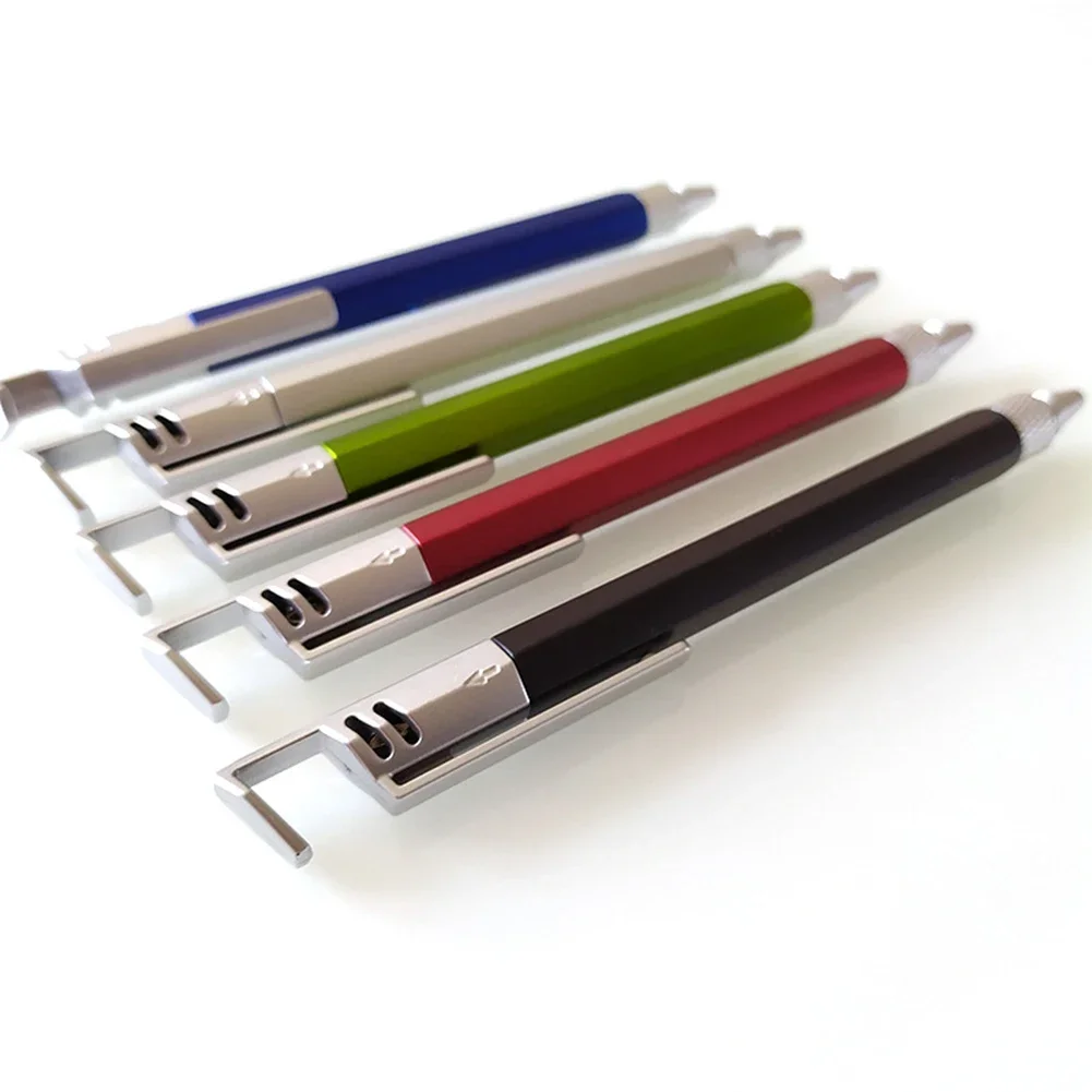 Compact Multifunctional Tool Pen with Mobile Phone Bracket Level Inches Centimeters Blue/Silver/Black/Green/Red