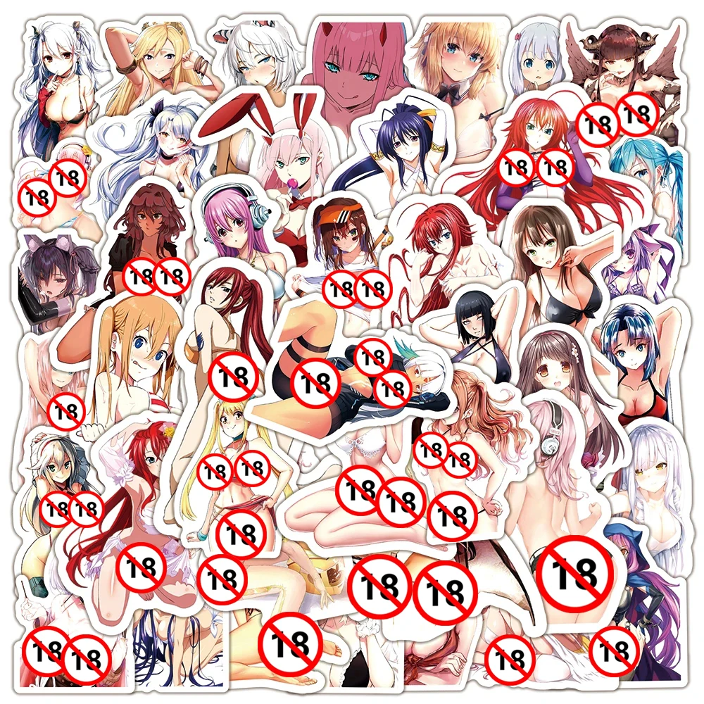 10/30/50/100pcs Hentai Sexy Girls Waifu Anime Stickers Aesthetic for Laptop Motorcycle Car Graffiti PVC Adult Sticker Decal Pack