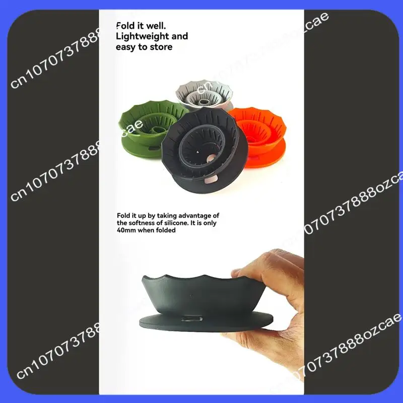 A26P قابل للطي صب على فنجان القهوة سيليكون التخييم فلتر القهوة للسفر التخييم مكتب هوم اكسسوارات القهوة الأخضر