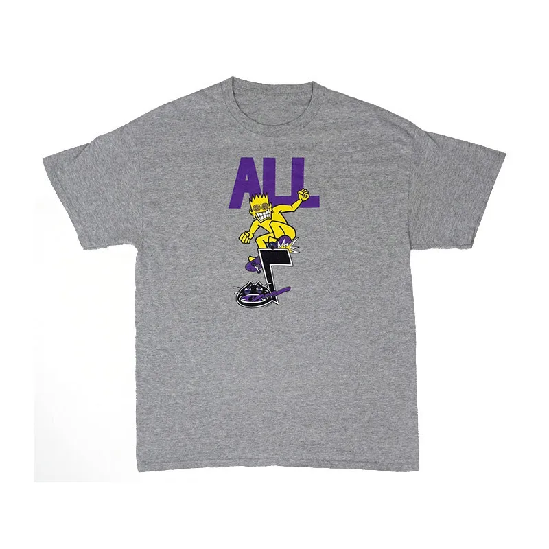 ALL ROY Band Rock American Streetwear Vintage Facial Expression Face Straight-spun Pure Cotton Men's Short-sleeved T-shirt