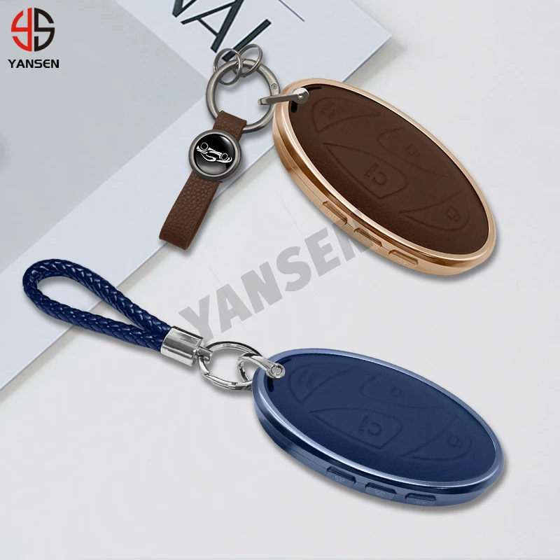 

For Hyundai 24 Kona N-Line 2024 Elantra SEL 2023 IONIQ 6 Smart Key Case Cover Hyundai Leather Metal Keyring Keychain