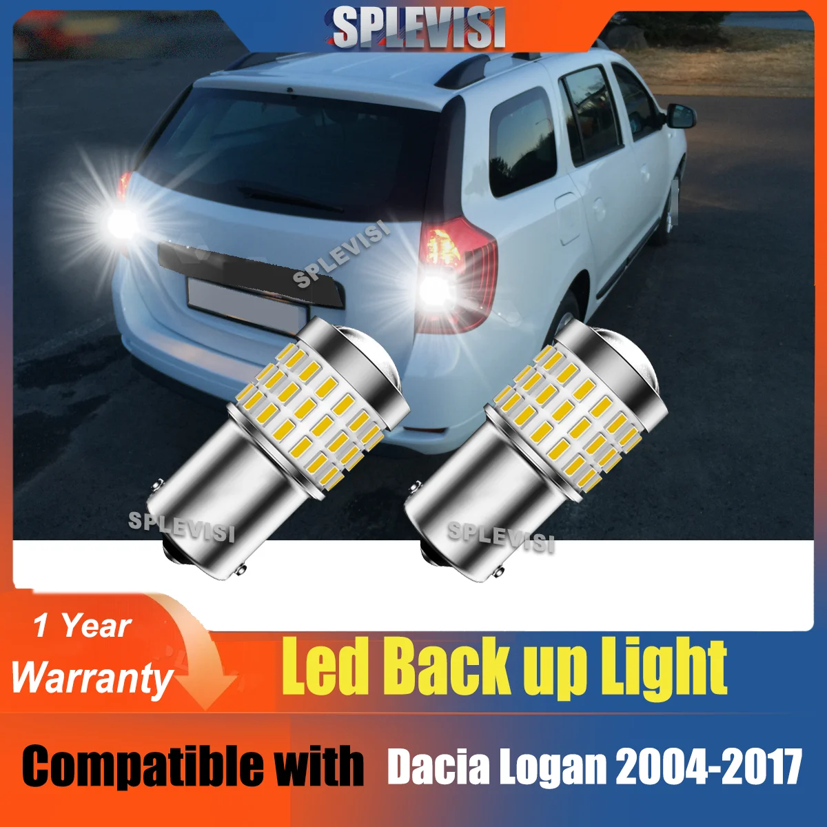 

2x 1156 BA15S 6000K White LED Back Up Reverse Lights Canbus Error Free Replace Set For Dacia Dokker Duster Lodgy Logan Sandero