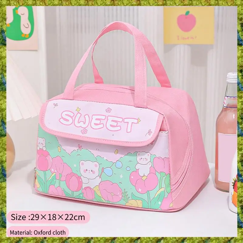 UISN Kawaii Portable Lunch Bag Pink Insulated Lunch Container For Women Adult Work Outdoor Camping Durable