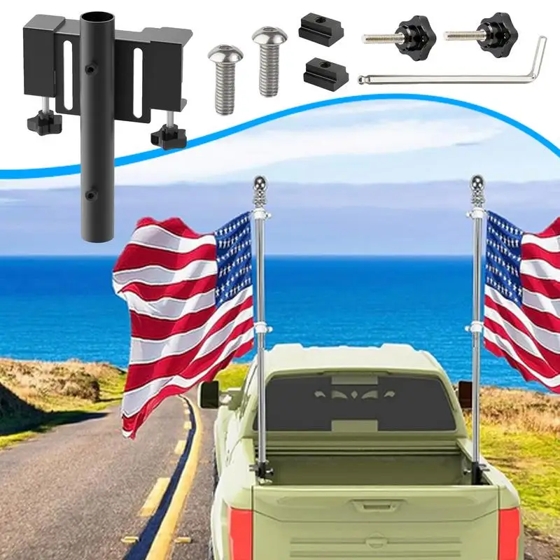 Truck Bed Flag Pole Mount Car Flag Mount Hitch Holder Trailer Hitch Flag Pole Truck Flag Pole Holder Side Flag Pole Mount Kit