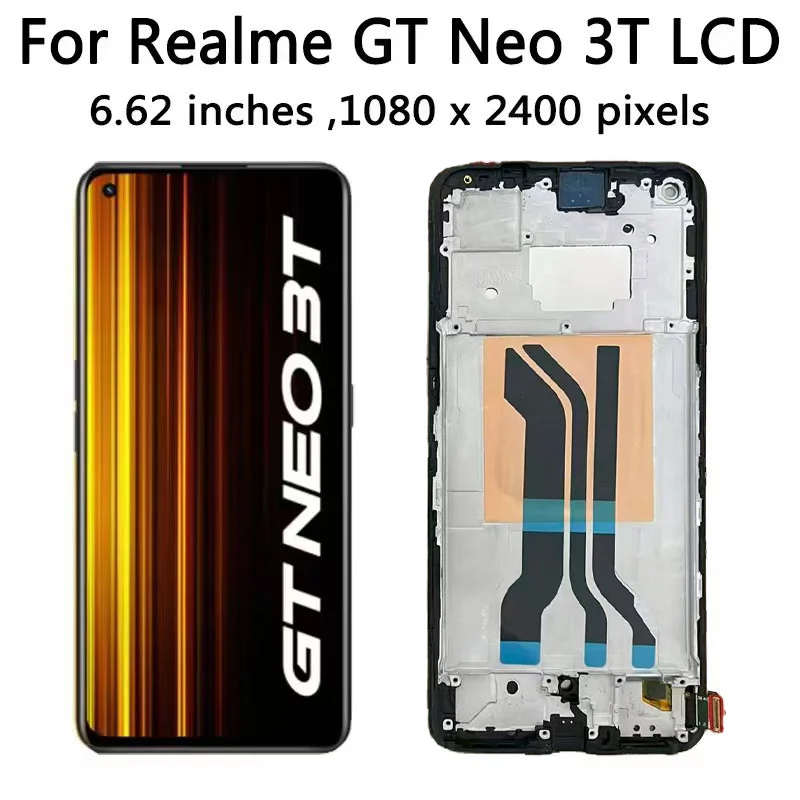 6.62" Nowy AMOLED do OPPO Realme GT Neo 3T RMX3372 RMX3371 Ekran LCD z dotykiem i digitizerem do Realme GT Neo3T z ramką wyświetlacza — zdjęcie produktu 5