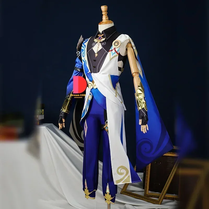 Dr Ratio przebranie na karnawał peruka Honkai Star Rail Veritas jednolite pierścienie nakrycia głowy Intelligentsia Guild impreza z okazji Halloween strój męski #   1