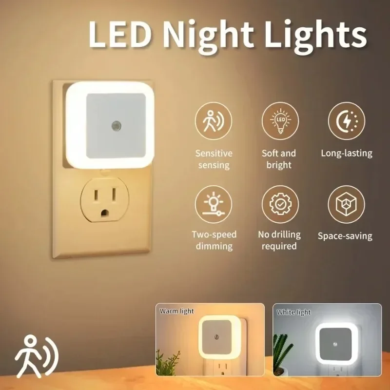 1/6 قطعة LED اللاسلكية ضوء الليل مصباح لجهاز الاستشعار الاتحاد الأوروبي/المملكة المتحدة أضواء ليلية فتحة أكبر للأطفال غرفة نوم إضاءة ديكورية #1