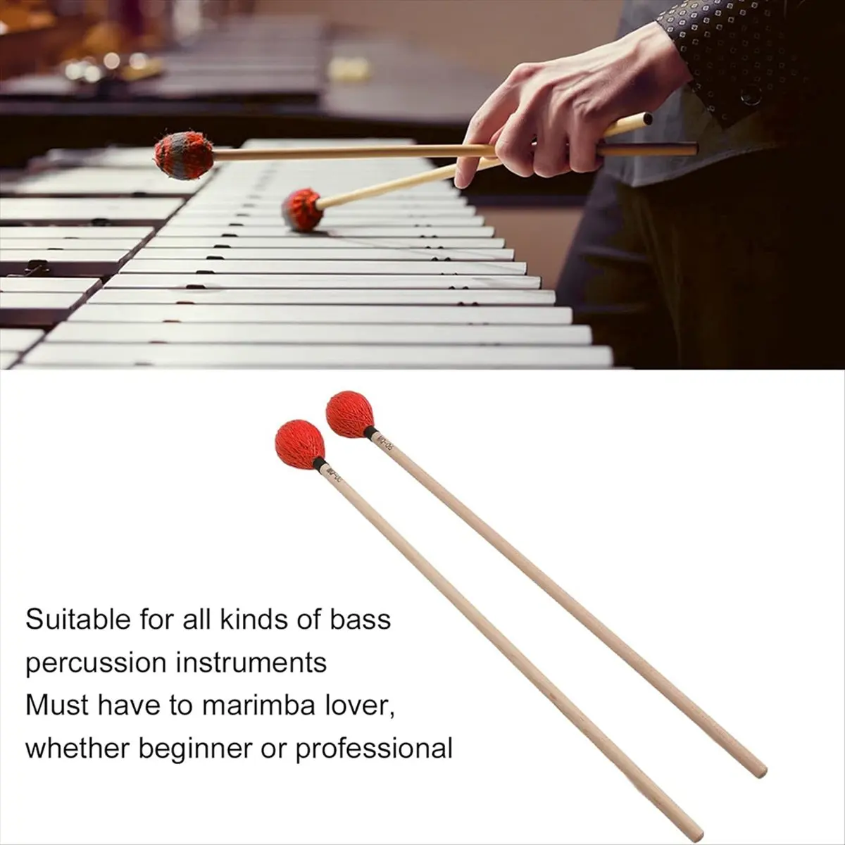 2PCS Marimba Mallets with Yarn Head & Maple Handle Keyboard Marimba Mallets for Percussion Enthusiasts [AA74-AAA]