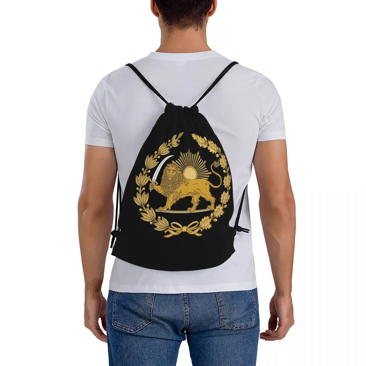 Emblem Of Persia Backpacks Fashion Drawstring Bags Sports Bag Book Bags for Travel Students