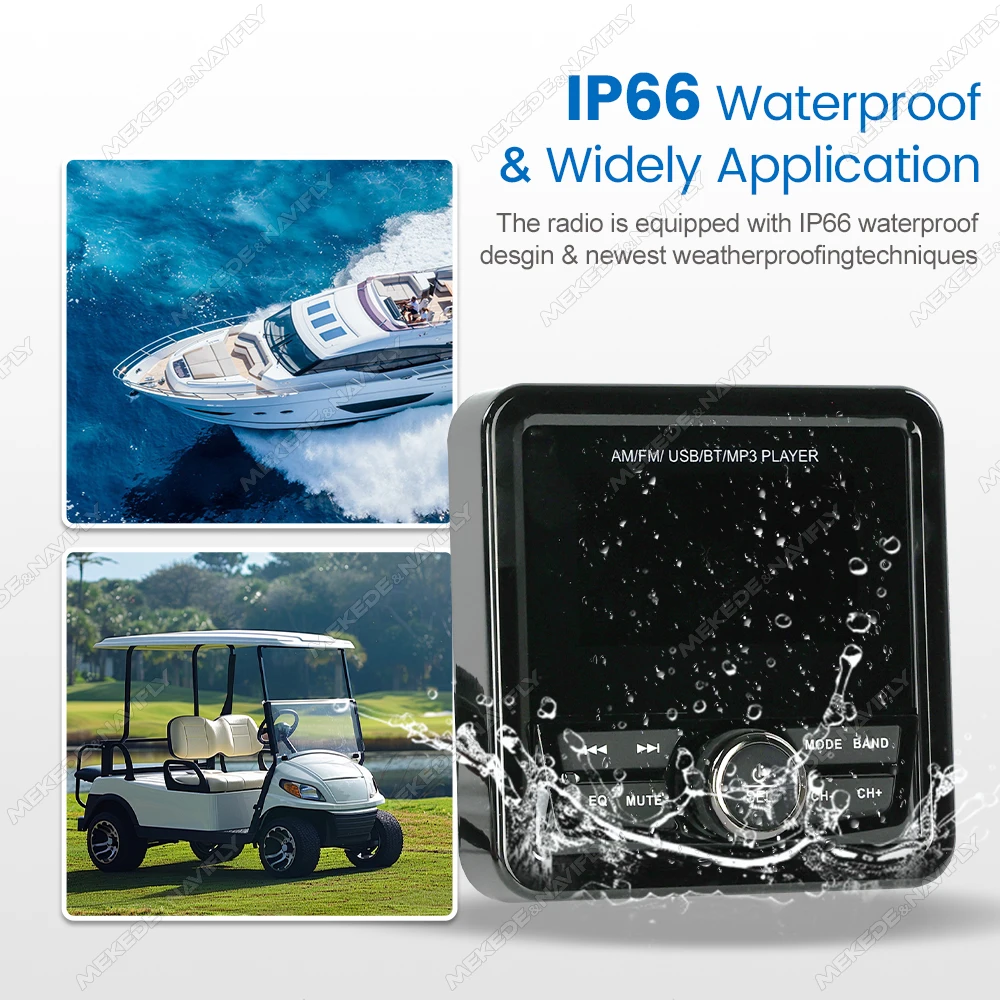 

Navifly Boat Radio Yacht Golf Cart MP3 MP5 Player For Boats Jet Ski ATV UTV Side By Side BT5.0 AUX DSP Водонепроницаемая морская радиостанция