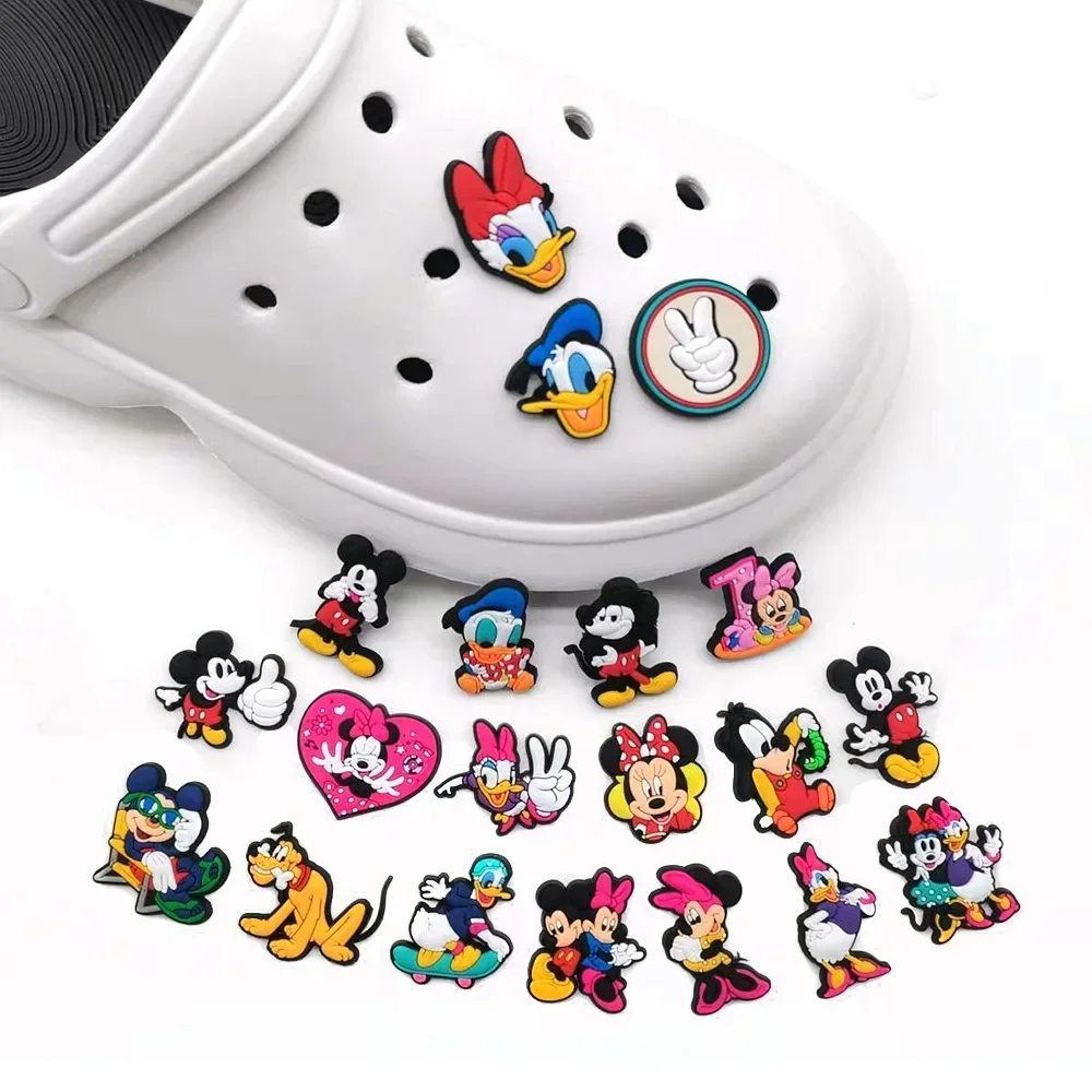 1-20pcs Disney Mickey Shoe Charms for Clogs Sandals Decoration Garden Shoe Accessories Friends Gifts Charms